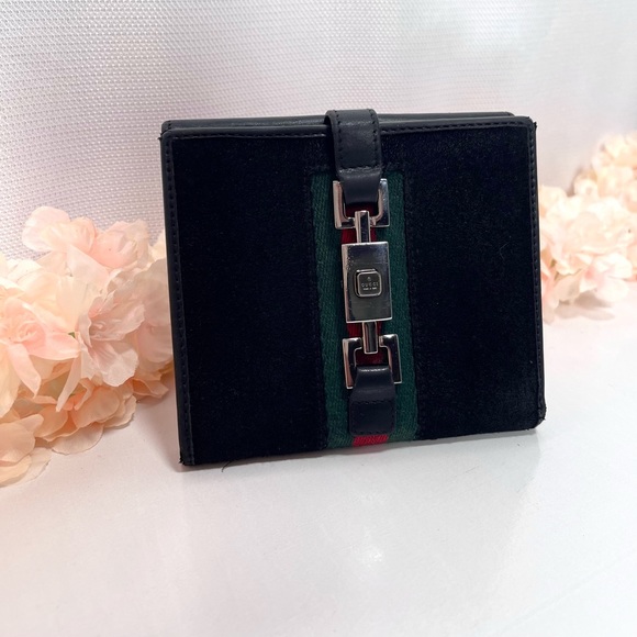 Vintage Gucci Jackie Suede Leather Sherry striped double sided compact wallet - Picture 4 of 15